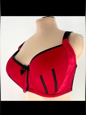 Parfait by Affinitas Charlotte Padded Bra – Red & Black Satin | Size 36HH